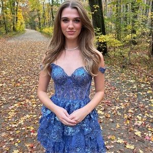 Special occasion 2023 Sherri Hill dress #55785. Sequin ruffle corset dress.